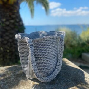 sac crochet gris