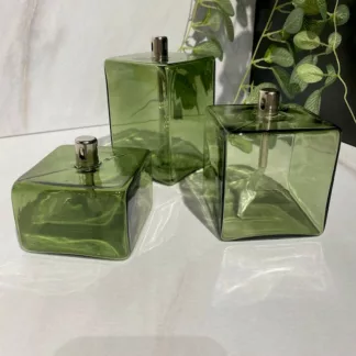 Lampes à huile verre cube vert