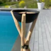 Trépied bougie brasero extérieur pieds en bois