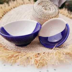 Saladiers en duo poterie bleu et blanc