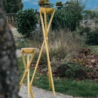 Trépied bougie d'extérieure en métal doré or