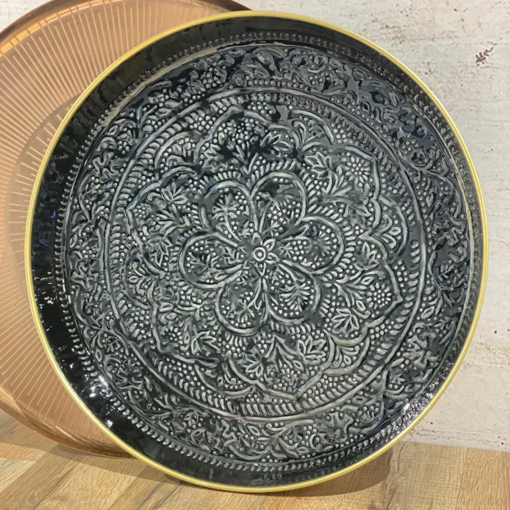Plateaux berbères métal émaillé noir