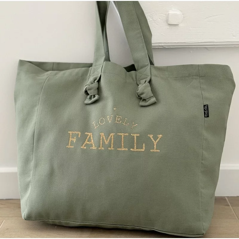 Sac cabas sauge Lovely Family par Marcel et lily Les Filles M