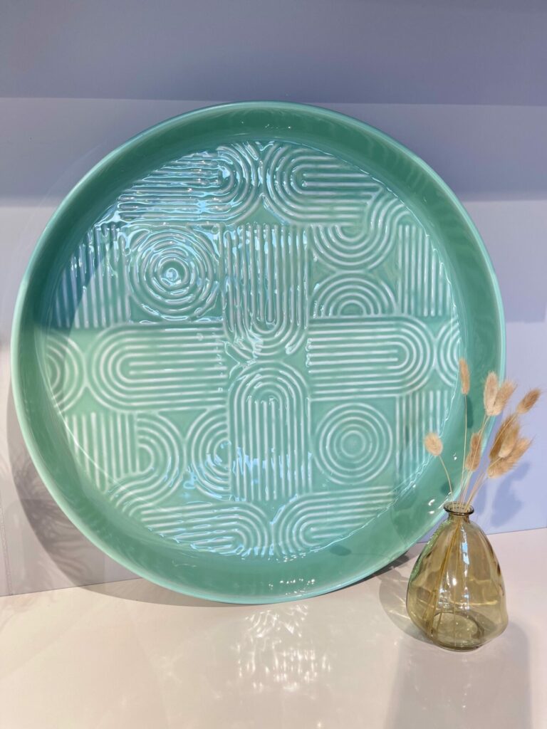 Plateau émaillé Molitor vert céladon