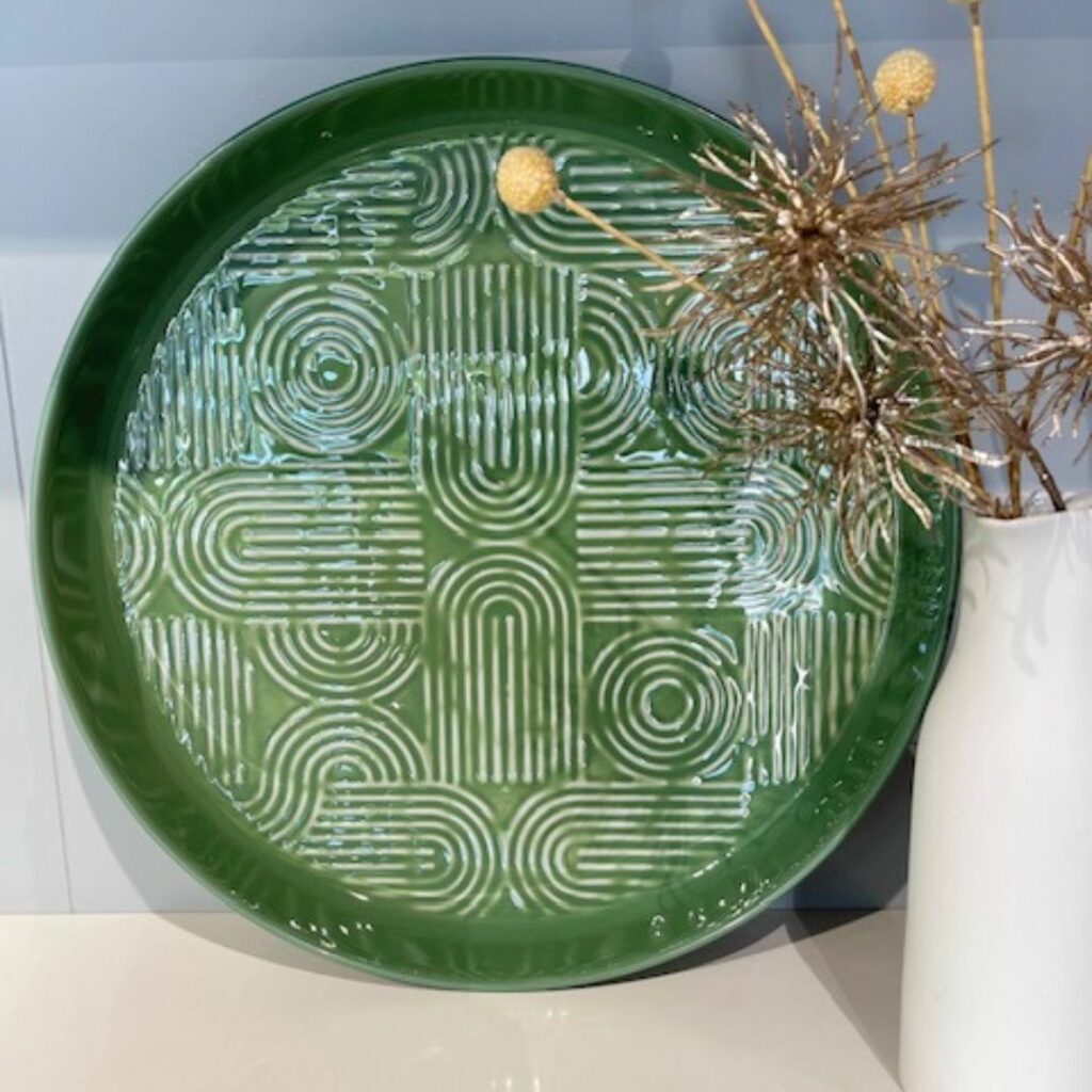 Plateau émaillé Molitor vert amande